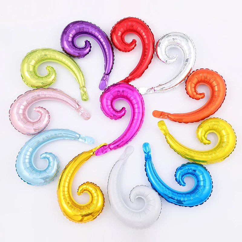 

50pcs Rainbow Candy Colors Magical Spiral Wave Curve Foil Balloons Twisting Shape Globos Wedding Birthday Party Decorations