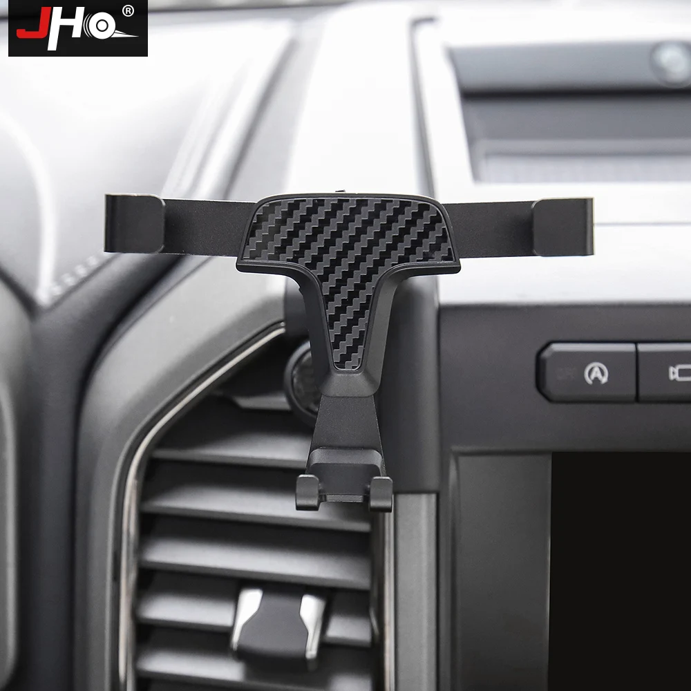 JHO Carbon Grain Car Gravity Air Vent Mobile Phone Holder Mount For FORD F150 2015-2020 2019 2018 2017 Raptor Accessories