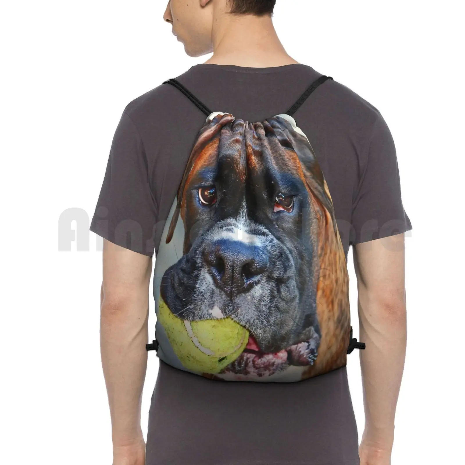 

Tennis Anyone   ...-Boxer Dogs Series-Backpack Drawstring Bags Gym Bag Waterproof Boxer Boxers Dog Evita Female Pet