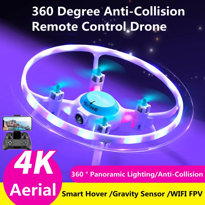 4K Aerial WIFI FPV 360° Panoramic Lighting/Anti-Collision Remote Control Drone 100M Gravity Sensor Smart Hover RC Quadcopter Toy