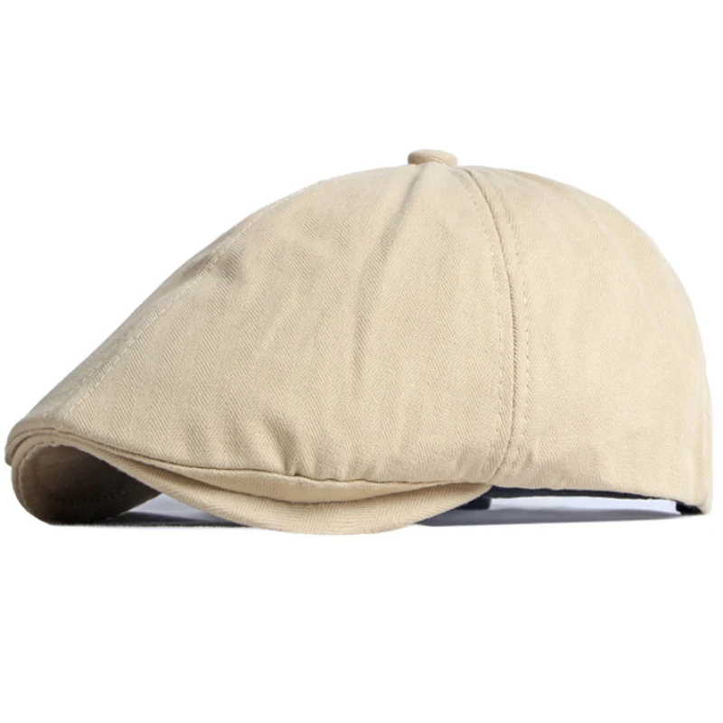 HT3683 100% Cotton Flat Caps for Men Women Beret Hat 6 Panels Octagonal Cap Artist Painter Hat Adjustable Beret Cap