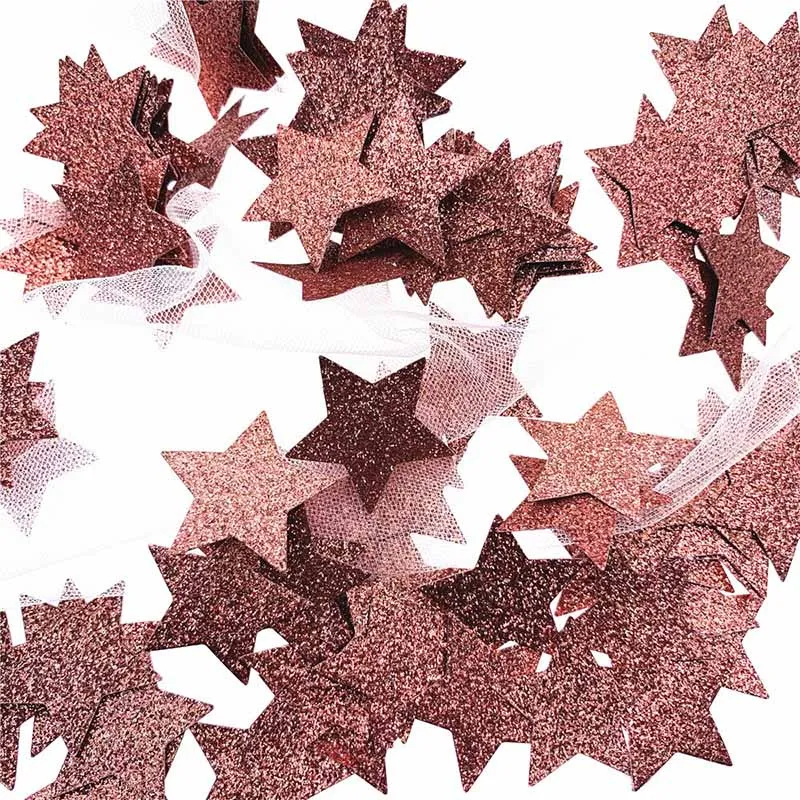 100Pcs 3cm Rose Gold Heart Star Shape Table Confetti Wedding  Glitter Paper Confetti Gifts Box Filler Birthday Party Supplies