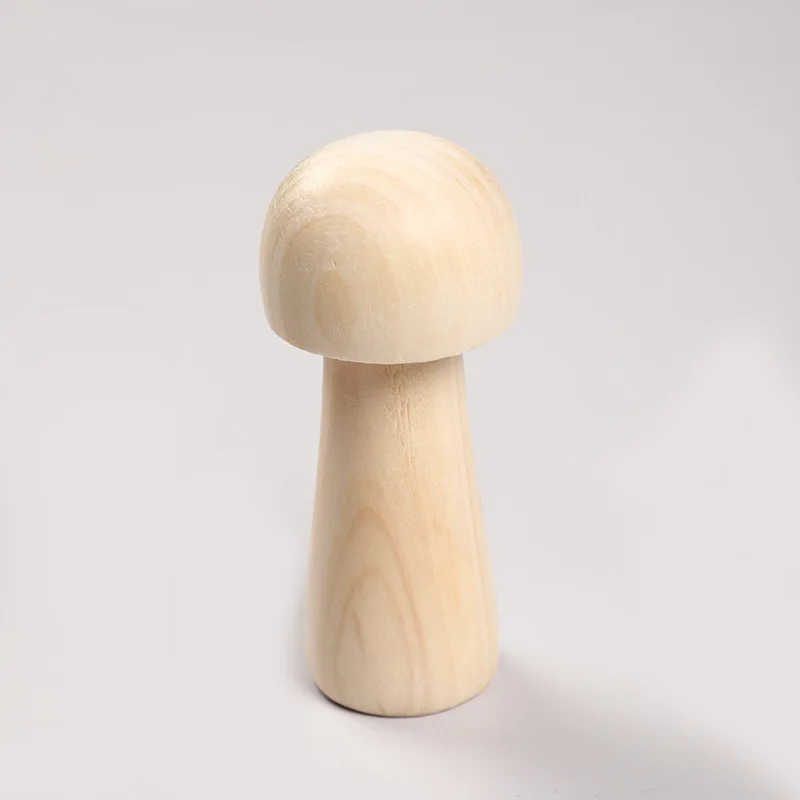 2Pcs Wooden Mushroom Natural Unfinished Mushroom  For Fairy Garden DIY Crafts Painting Peg Dolls Ornament Handmade Kids Toy