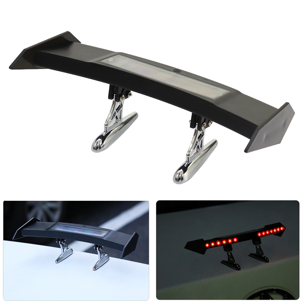 Car Spoiler Wing Solar Powered Tail Lights Adjustable Trunk Spoiler ABS Auto Accessories Rear Spoiler for Tailgate Bumper Roof