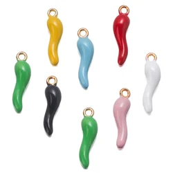 10pcs/lot Alloy Chili Pepper Charms Pendant Multicolor 19.5x5mm Metal Chili HornPendant For DIY Jewelry Making Earrings Necklace