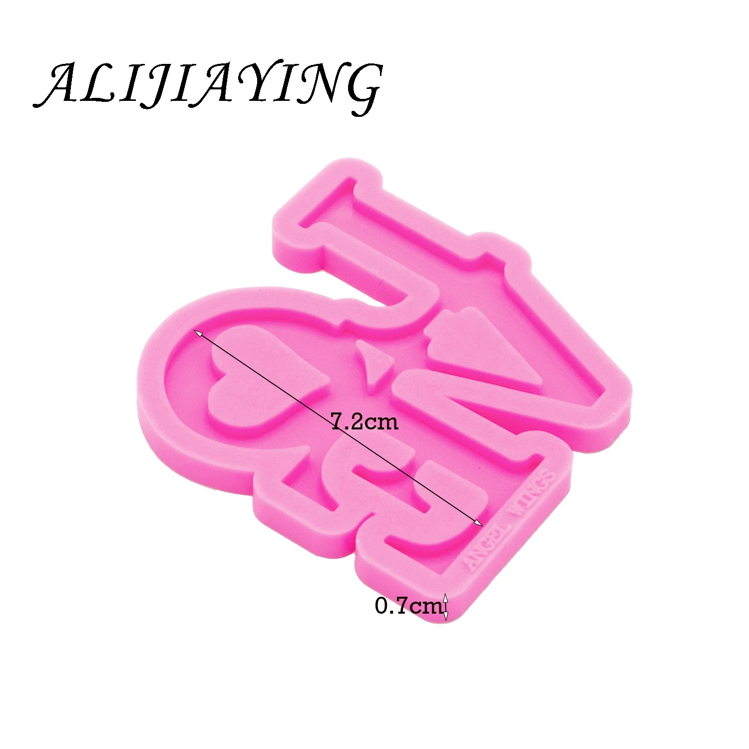 Shiny Heart with Bear Paw Shape Keychain Mold I Love You Silicone Mould for DIY Epoxy Resin DY0136