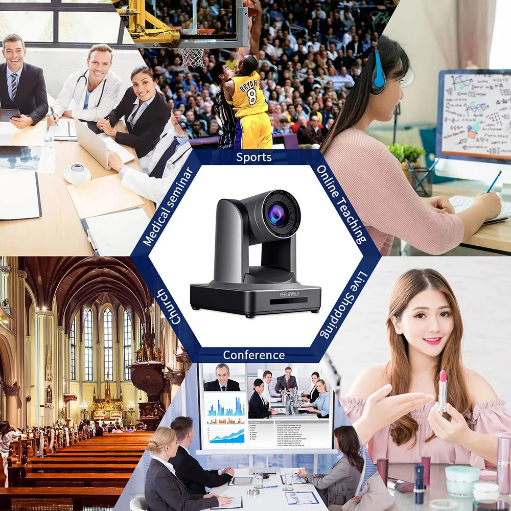 FEELWORLD NDI20X 20X Zoom NDI Smart SDI HDMI PTZ Camera HD 1080p 60 Hz For Video Conference Broadcast Live Streaming Education