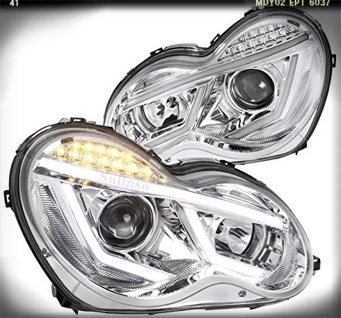 

Sulinso Fit For Tuning for Mercedes Benz W203 C-Class LED Strip Signal Clear Projector Headlights Pair