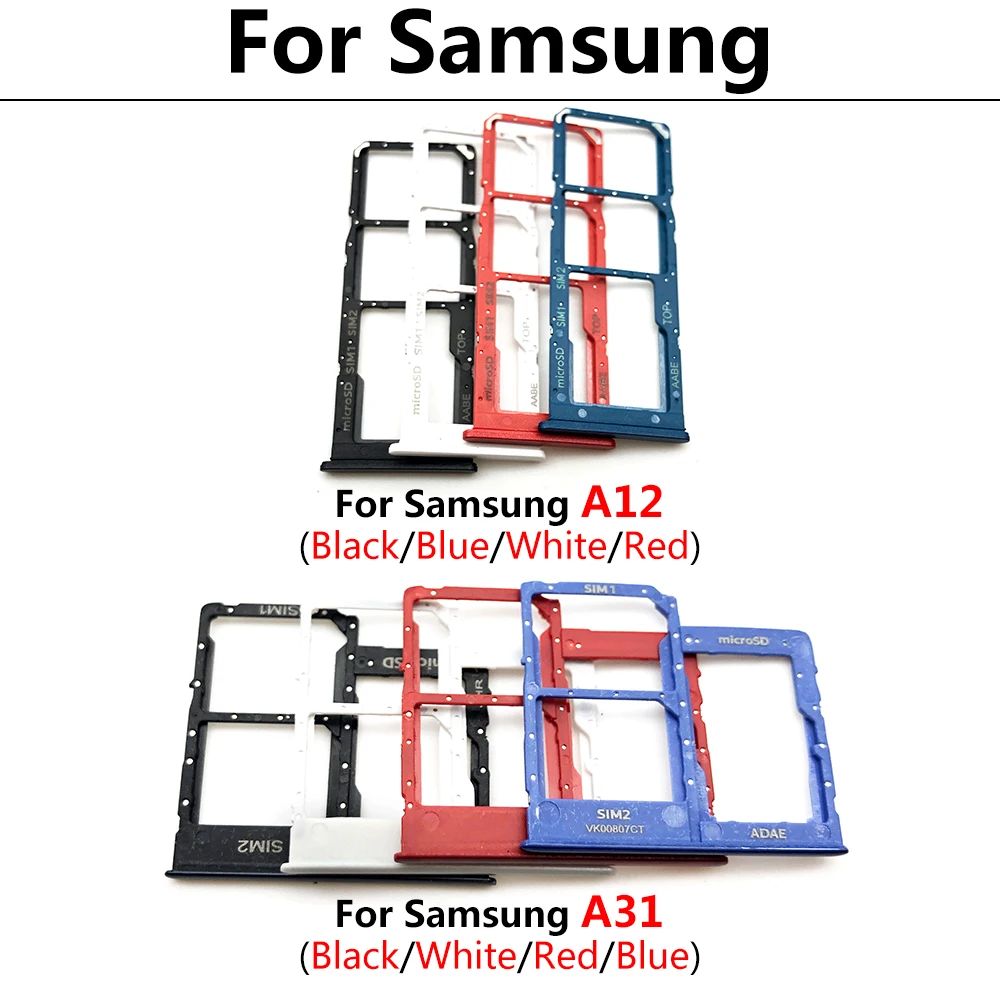 5Pcs/Lot，NEW For Samsung A12 A31 A51 A71 Repair SIM Card Tray chip Slot Holder Replacement Part Dual Card + Pin