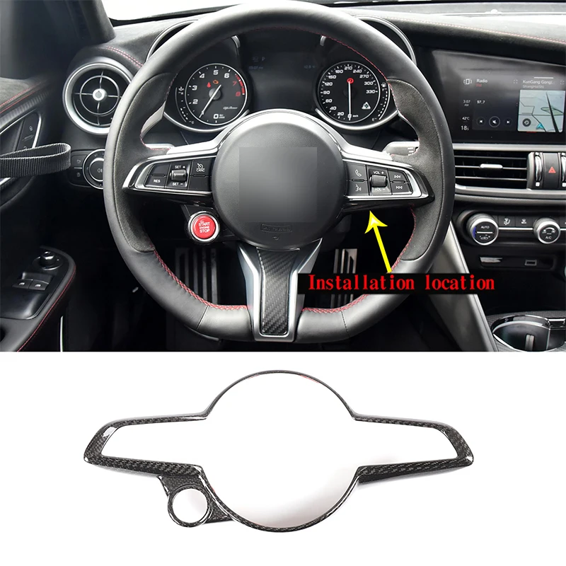 

100% Real carbon fiber For Alfa Romeo Giulia Stelvio 2020-2021 Car Steering Wheel Frame Trim Sticker Car Accessories