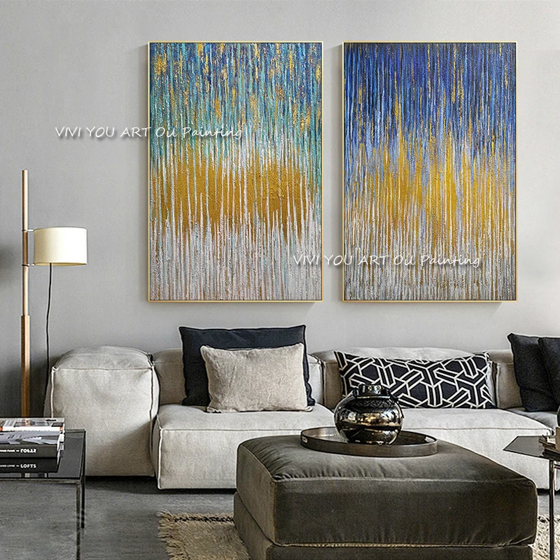 The New Sky View Bling Thick Oil Painting On Canvas New Large Original Best Line Abstract Modern Handpainted Textured Wall Art