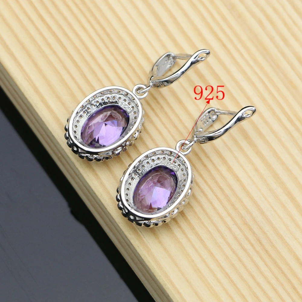 Natural Purple Stone Drop Earrings 925 Sterling Silver Fashion Jewelry Romantic Decoration For Women Wedding Dropshipping