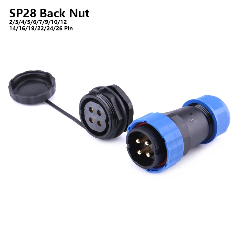 SP28 IP68 Back Nut waterproof connector 2/3/4/5/6/7/9/10/12/14/16/19/22/24/26 Pin plug socket Electric cable Aviation connectors