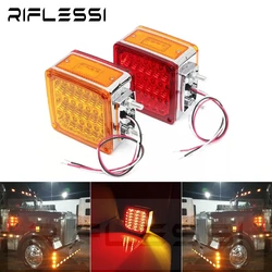 2 x Double Face Pedestal Light 12V 24V LED Marker Lights For Trucks Chrome Front Tractor Turn Signal Lamp