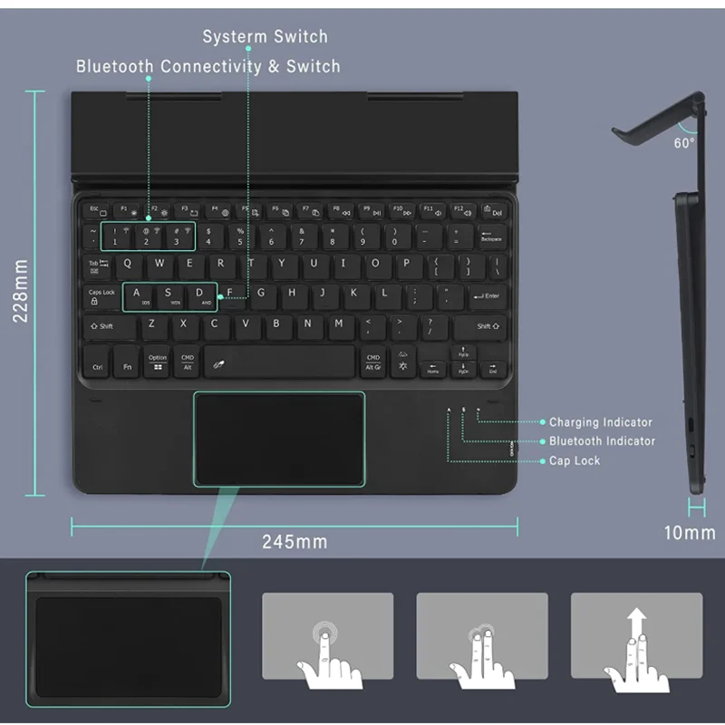 Bluetooth Keyboard Case For Teclast X4  X6 Pro  X6 Plus keyboard for Tablet PC with Stand up Function Black Protective Cover