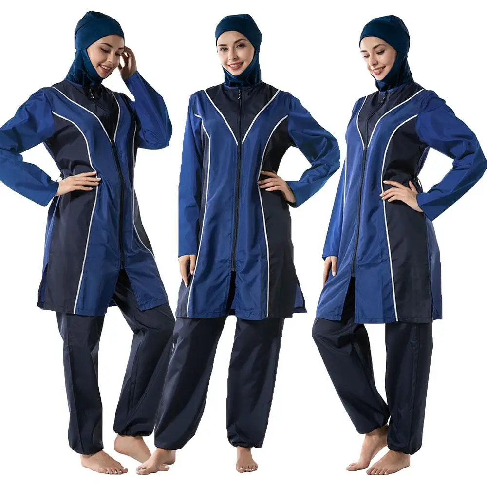 

3pcs Modesty Burkini Muslim Women Hijab Swimsuit Swimwear Islamic Beachwear Sports Swim Sets Conservative Arab Swimwear Casual