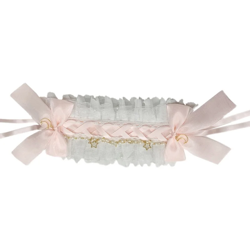 Chapeau Lolita rose clair pour fille, accessoire de coiffure en dentelle, doux et polyvalent