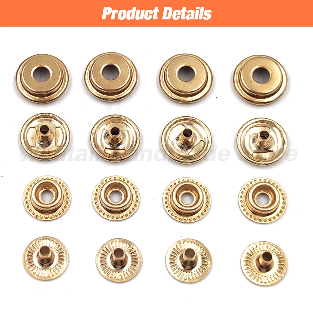 25Sets 100pcs 201/203 Metal Snap Fasteners Snaps Button Sewing Button Press Studs For DIY Clothes Garment Bag Shoes Leathercraft