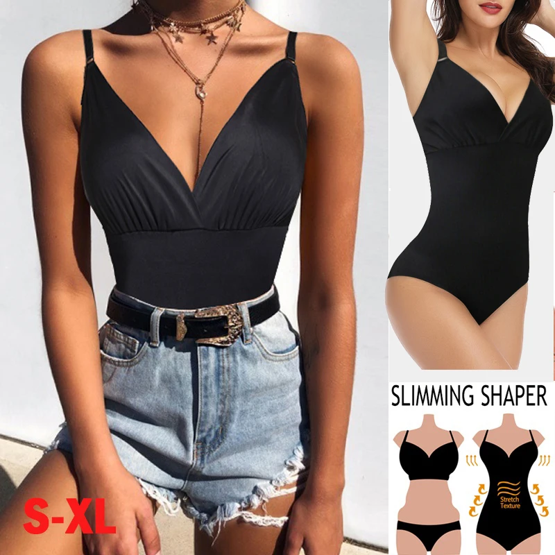 Women Bodysuit Shapewear V Neck Bodysuit Full body Shaper Sealess Firm Tummy Control Corset Slimming Underwear Waist Shaper