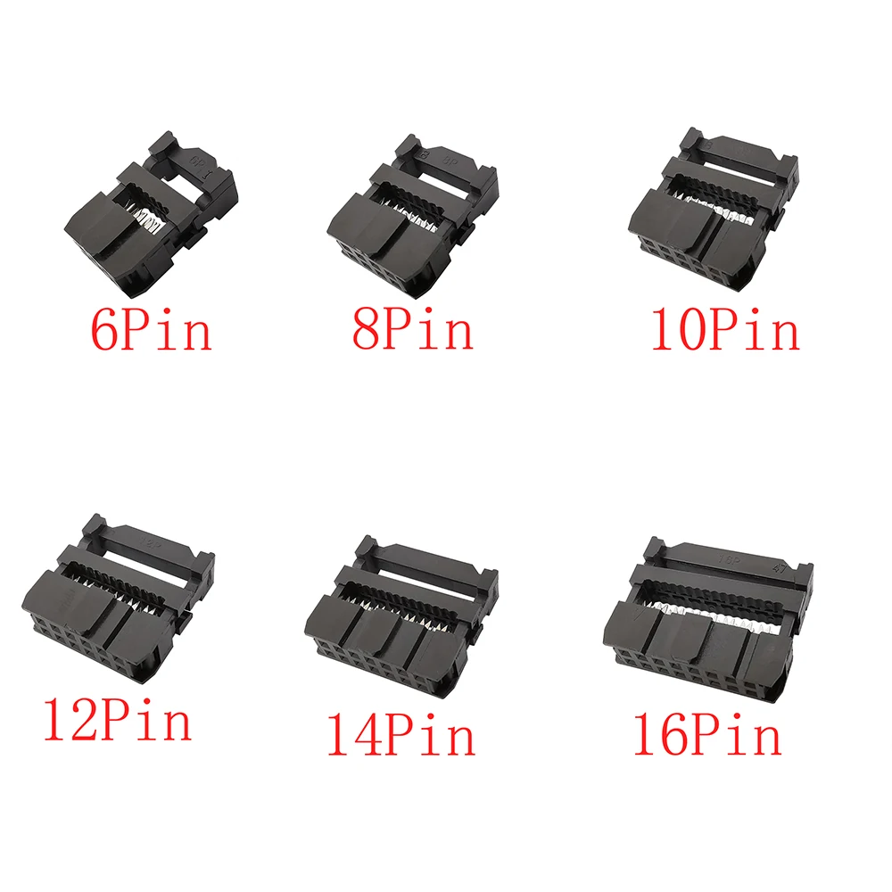 

100Pcs FC 6/8/10/12/14/16/18/20/30/40/50 Pin 2.54mm Pitch Female Header IDC Socket Connector for 1.27MM Ribbon Cables