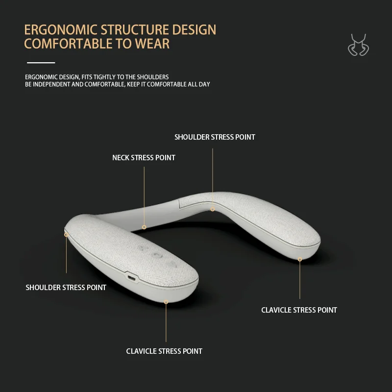 Aikswe-alto-falante sem fio, botão de voz hd com som surround, pescoço, bluetooth 5.0, microfone para jogos