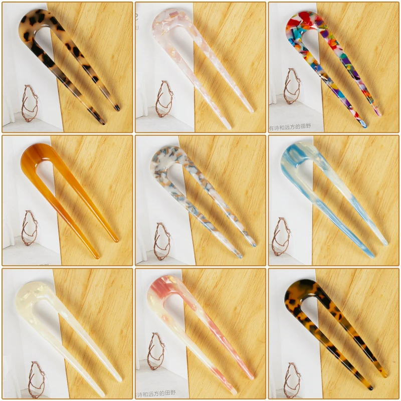 Hairpins U Shaped Acetate 10 Styles 2021 Fashion Women Girls Hair Sticks Hair Clips Pins Wedding Hair Tools Jewelry Accessories