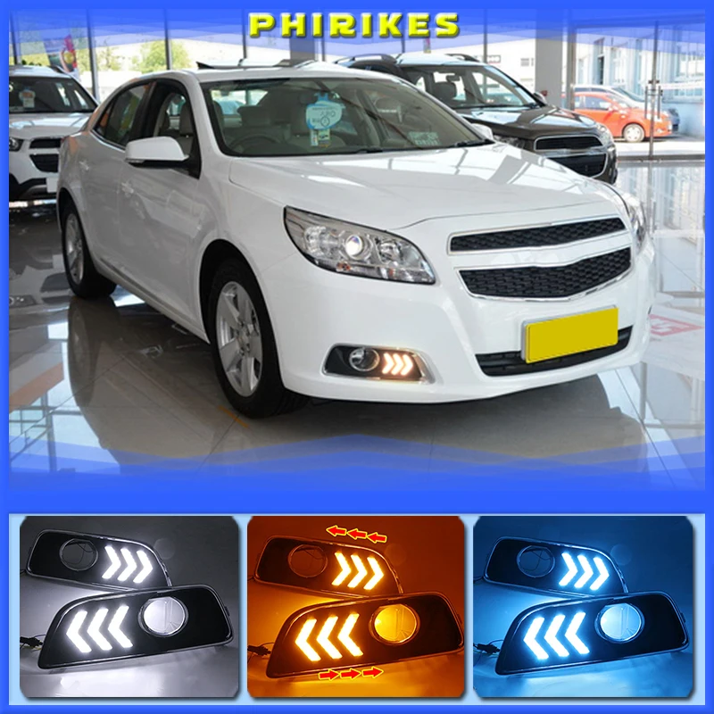 

2Pcs LED DRL Daytime Running Light For Chevrolet Malibu 2011 2012 2013 2014 2015 Car Styling with Fog Lamp hole Turning light