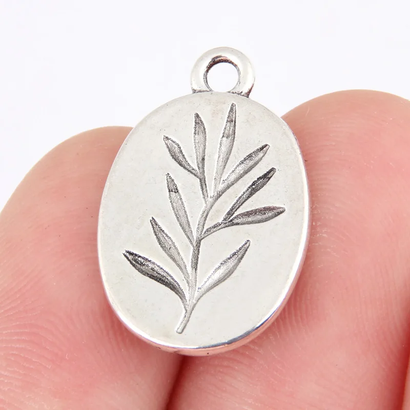 30pcs Silver Color 21x14mm Bamboo Leaf Charms Specimen Geometric Pendant For DIY Handmade Metal Jewelry Making Accessorie