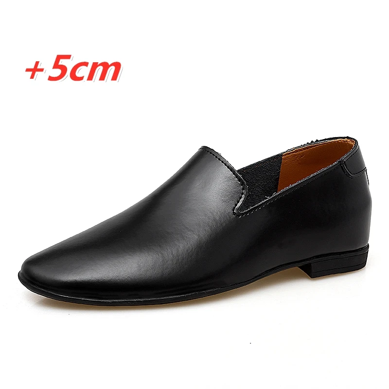 Loafers Men Elevator Shoes Men\'s Casual Shoes Male Buiness Cow Leather Shoes Height Increase Shoes Insoles 5CM Formal Tall