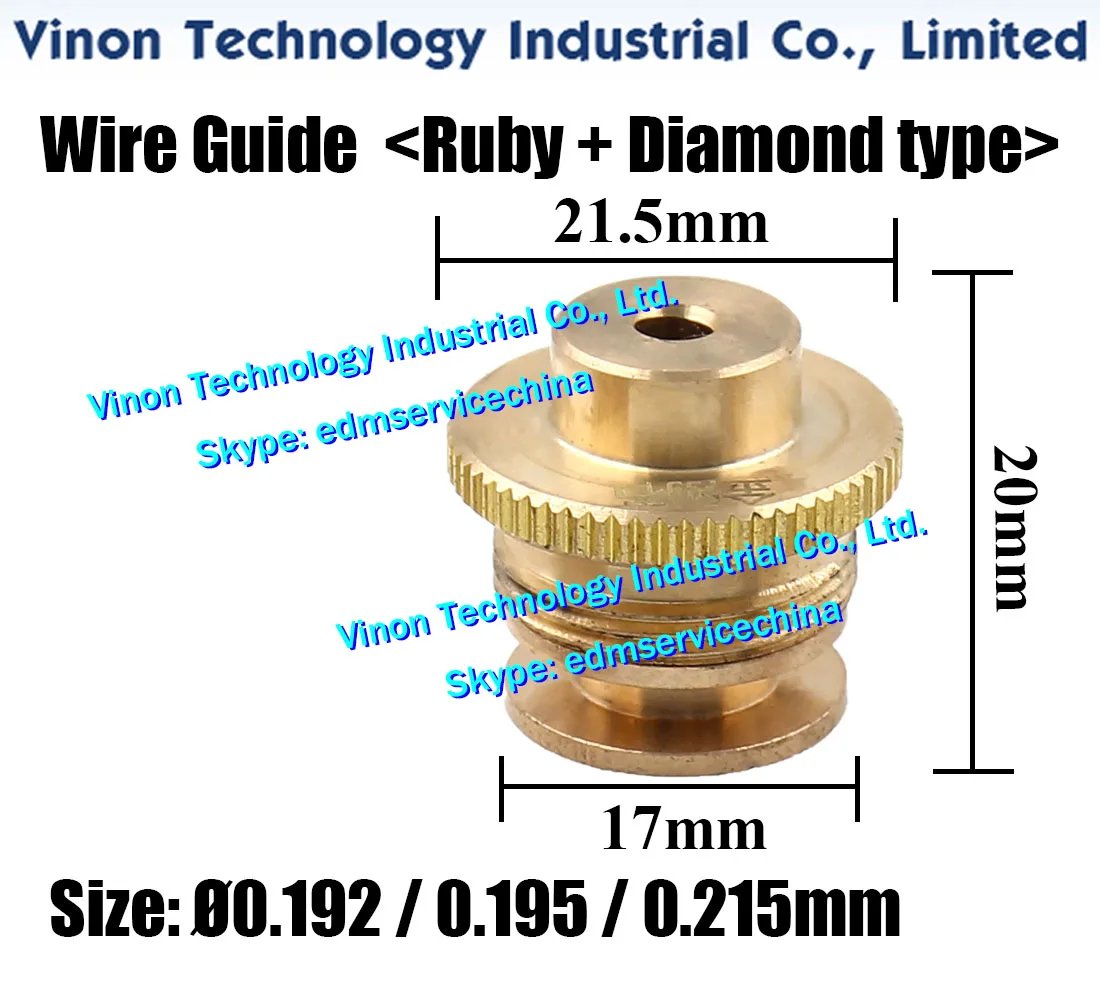 HEMAO machine Molybdenum Wire Guide Ø0.192, Ø0.195, Ø0.215mm (Ruby+Diamond type) for Medium Speed Wire Cutting Machine