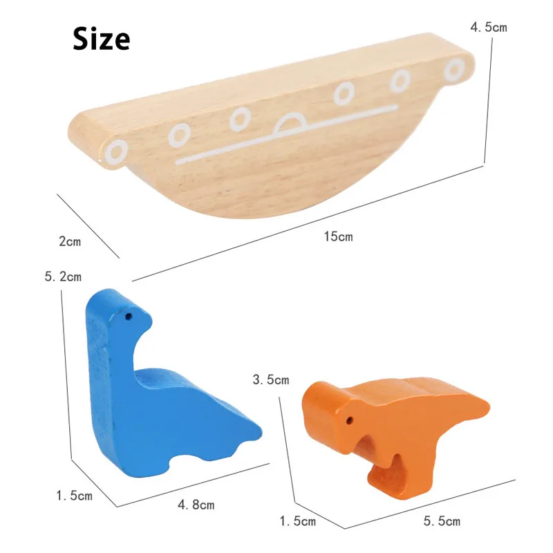 Rompecabezas 3D apilado, juguetes de madera para bebés, materiales Montessori, animales, dinosaurios, equilibrio, juegos educativos