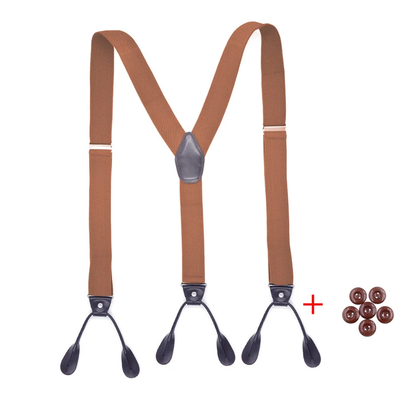 Vintage Bretels Mannen Vrouwen Volwassen Leer Getrimd Knop Einde Y Terug Verstelbare Elastische Broek Bretels Bandjes Riem Bruiloft - afbeelding 1