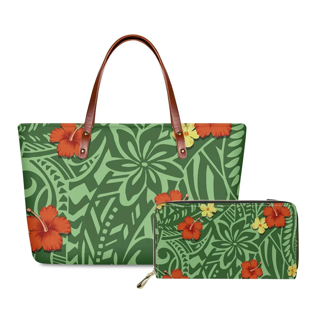 Hycool – sac à main de marque en cuir pour femmes, fourre-tout à fleurs hawaïennes, sacoche de luxe, portefeuille, 2022