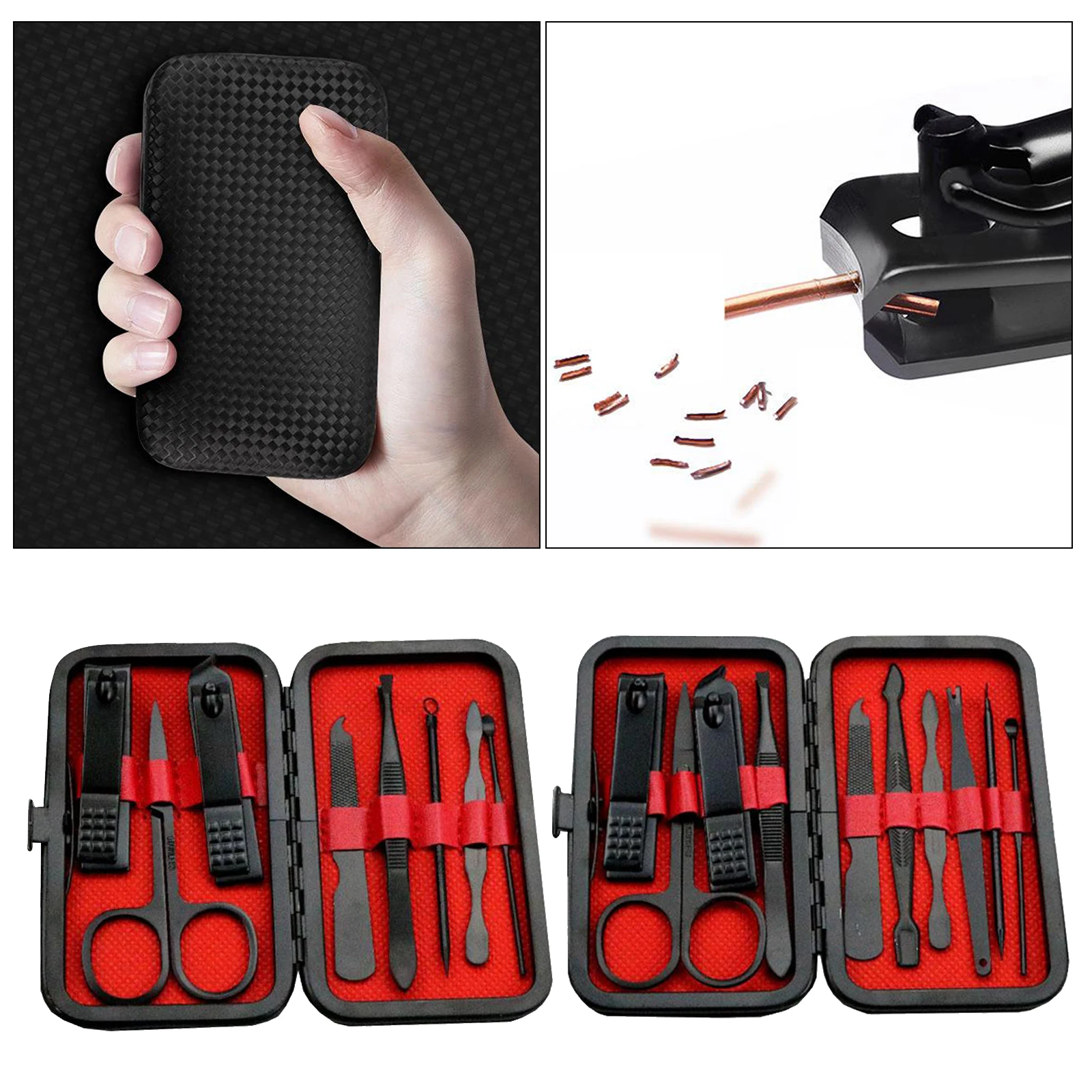 Coupe-ongles en acier inoxydable pour hommes et femmes, Kit d'outils de manucure avec récipient en cuir