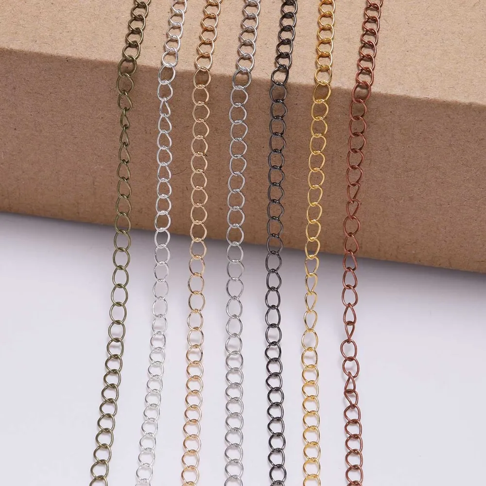 5meters/lot 2.5-4.8mm Gold Plated Rope Link Chain Necklace Supplies DIY For Brass Bulk Chain Jewelry Findings Accessories