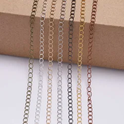 5meters/lot 2.5-4.8mm Gold Plated Rope Link Chain Necklace Supplies DIY For Brass Bulk Chain Jewelry Findings Accessories