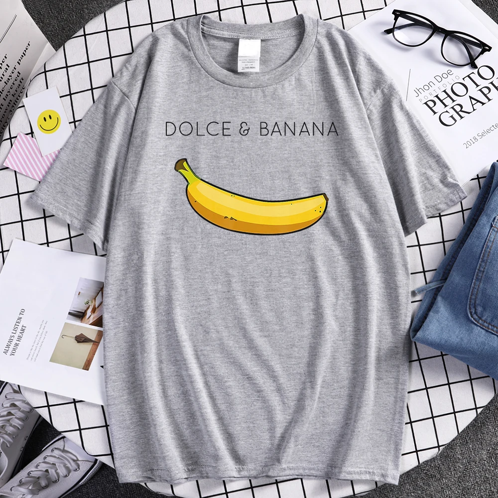 Dolce Banana Funny Desgin Banana T Shirt 2022 Summer Male Tops 100% Brand Short Sleeve Streetwear Casual Men Tee Shirt