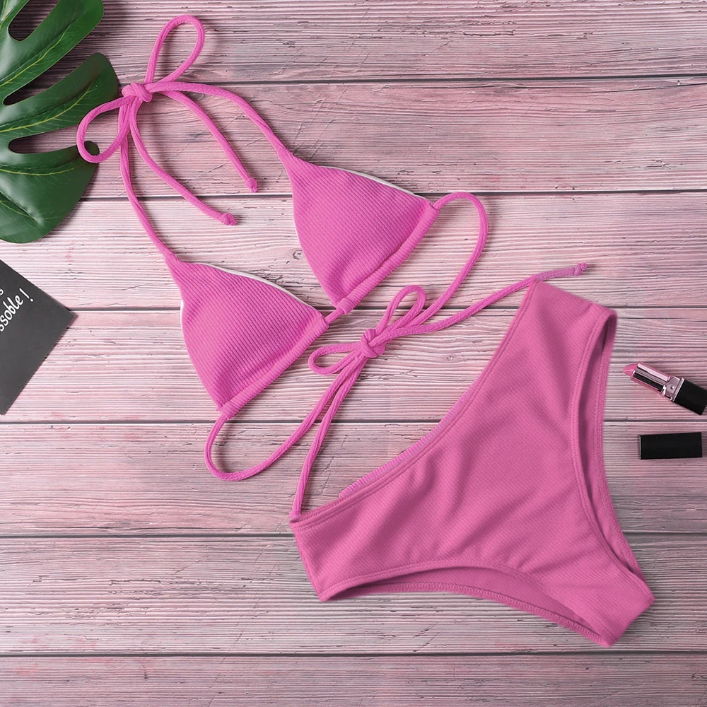 Push Up Bikini 2019 Swimsuit Women High Waist Black Pink Red Yellow Bikini Set Swimwear Beach Bathing Suits Bikinis