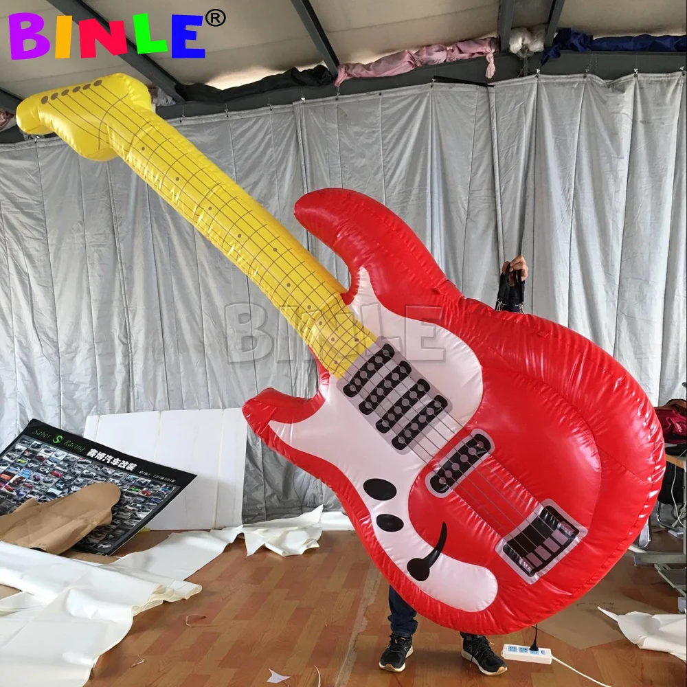 Outdoor Advertising Carnival Inflatable Guitar With Logo Giant Instruments For Music Event Decoration