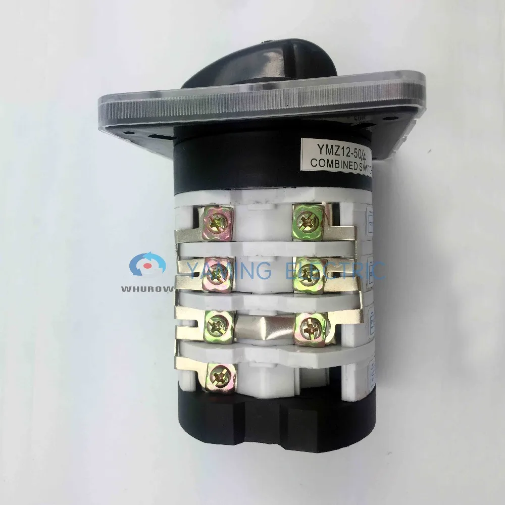 0-7 Position Rotary Cam Changeover Switch 50A Four Poles Universal Changeover Selector Silver Contact YMZ12-50/4