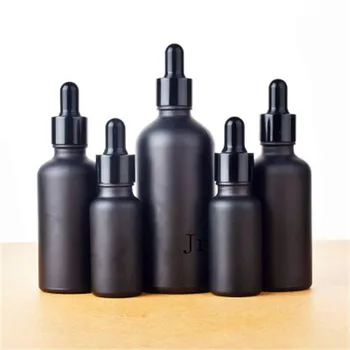 12pcs 100ml 50ml 30ml 20ml 15ml 10ml 5ml frost black glass essential oil dropper bottle essential dropper bottles cosmetic containers