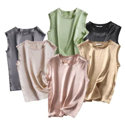 Birdsky, 1PC Women summer Tank Tops Vest top blouse round neck real 100% mulberry silk solid colors, S-109