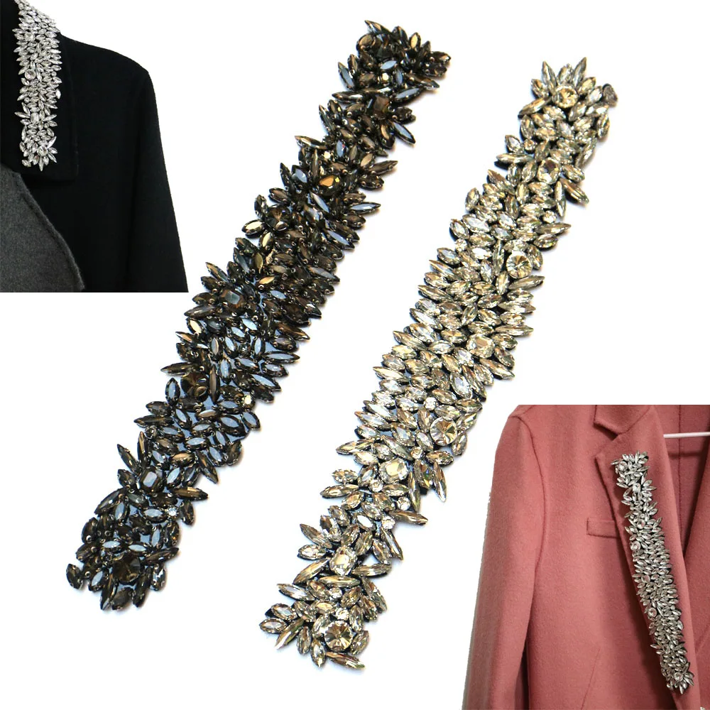 Toppe di strass di vetro di lusso per abbigliamento elegante fai da te in rilievo cucire su parches appliques per la decorazione della cintura abito