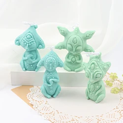 Cute Mud Creative ET Candle Silicone Mold DIY Aromatherapy Home Decoration Aliens 4 Plug Little Monsters Soap Mould Gifts Craft