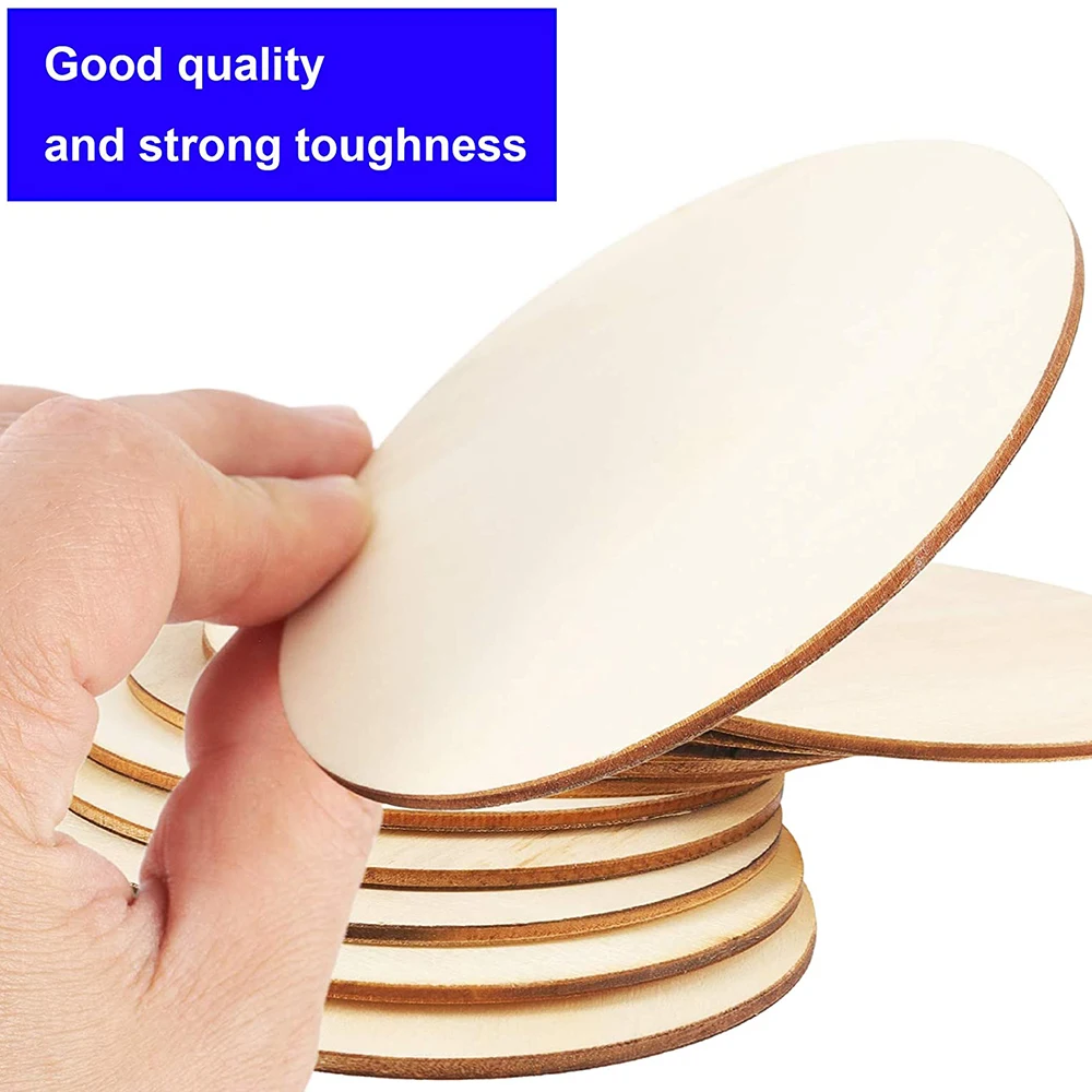 2-100Pcs Unfinished Round Wood Slices 1cm-10cm DIY Crafts Wooden Circle Discs for Christmas Painting Wedding Ornament Decor