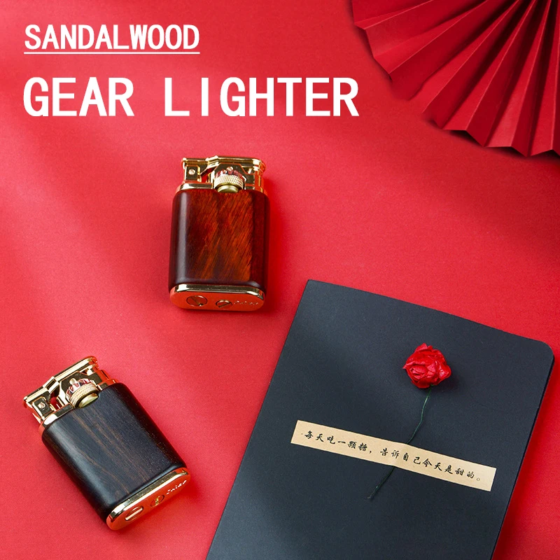 CHIEF-Kerosene Lighter Gear, Grinding Wheel Combined with Sandalwood Body, Retro Gift for Men