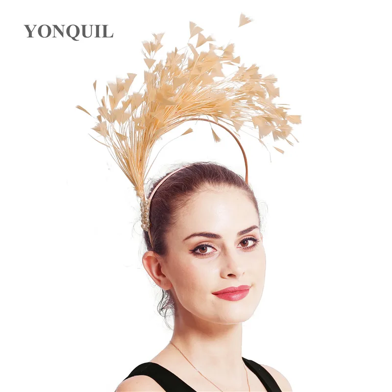 New Vintage Fancy Feathers Headbands For Women Female Party Dance Dinner Headwear Ladies Hair Bands Wedding Hair Accessories