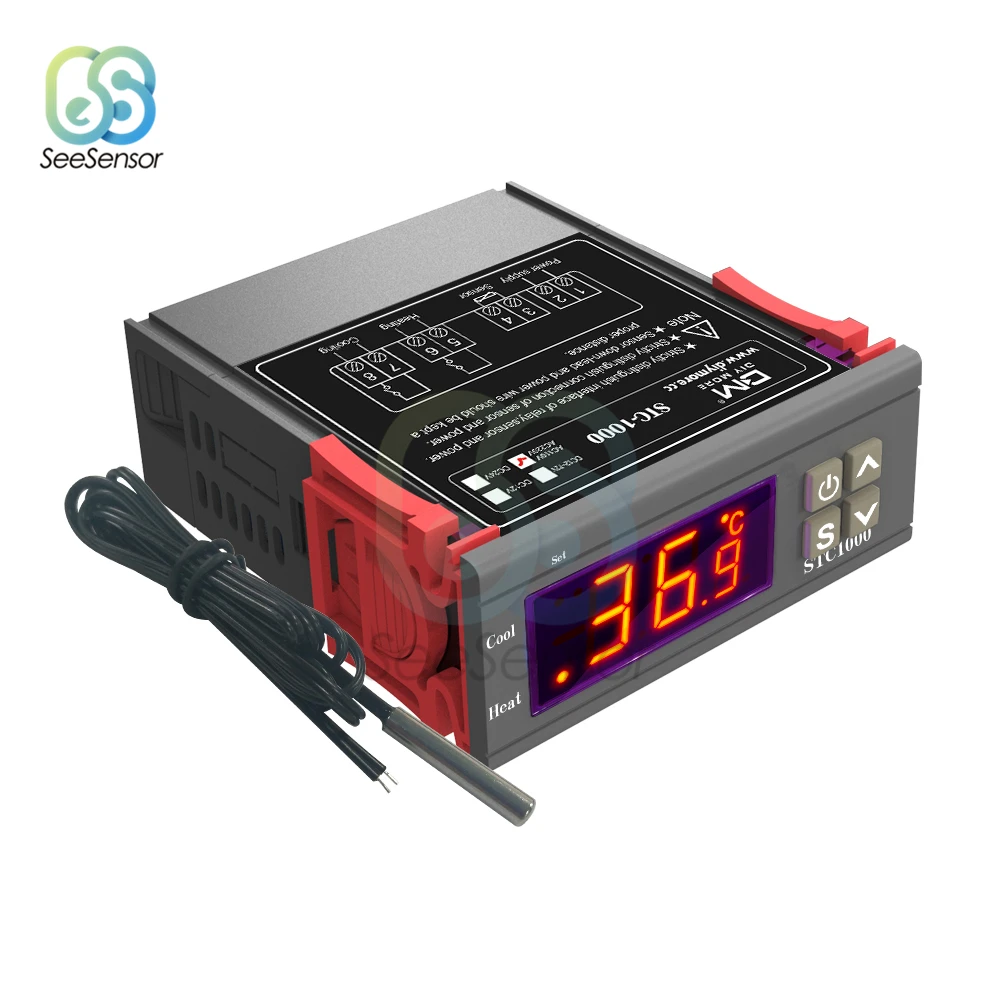 الرقمية متحكم في درجة الحرارة ترموستات منظم الحرارة حاضنة التتابع LED 10A التدفئة STC-1000 التبريد STC 1000 12 فولت 220 فولت