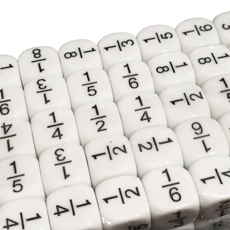 10 Pcs/set Fraction Dice White 16*16mm Fractional Number Dices Montessori Educational Kids Math Toys for Children Games Toys