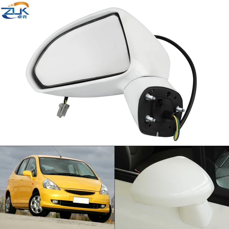 ZUK Left Right Exterior Rearview Mirror Assy For HONDA FIT JAZZ 2005-2008 FIT SALOON 2003-2006 CITY 2007-2008 3-PINS No LED Lamp